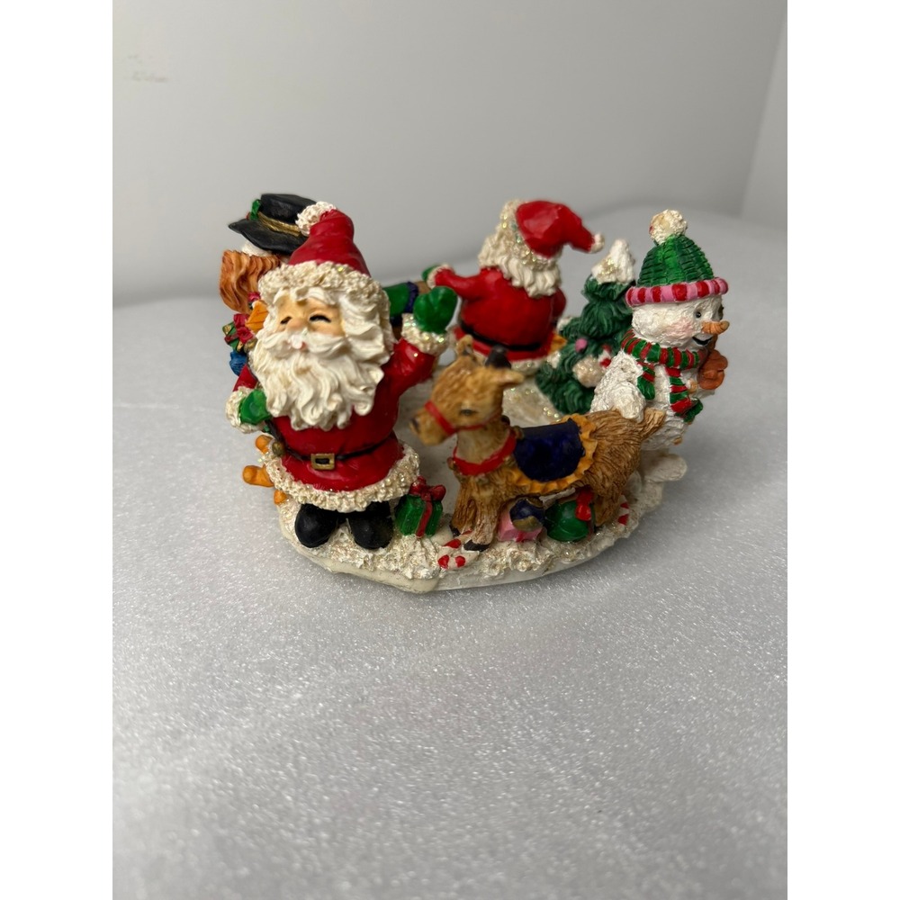 Christmas Santa Snowman Reindeer Candle Holder Ring Resin Glitter Holiday Decor